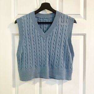 Blue Cable Knit Sweater Vest